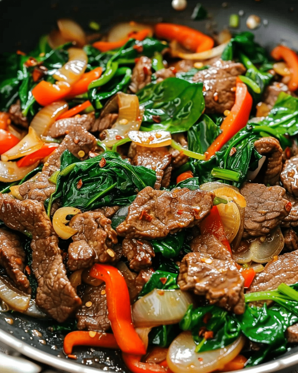 Chili Garlic Beef and Spinach Stir-Fry