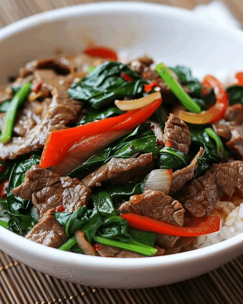 Chili Garlic Beef and Spinach Stir-Fry