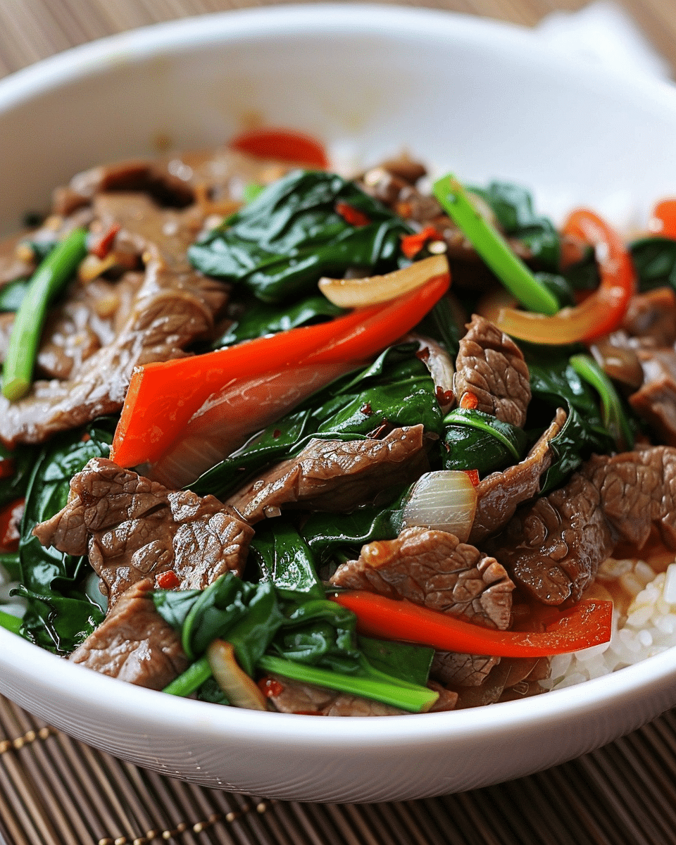 Chili Garlic Beef and Spinach Stir-Fry