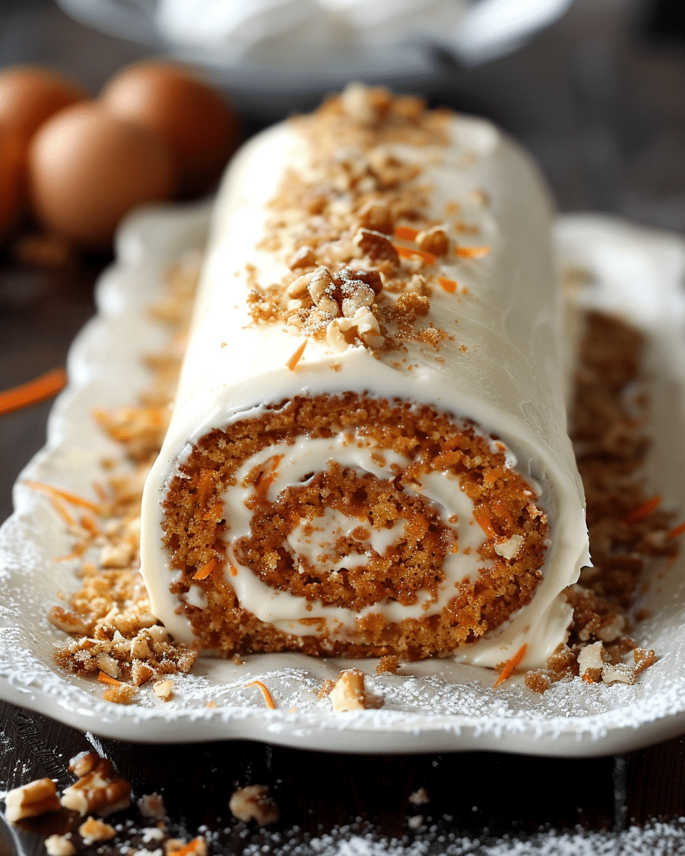 Carrot Cake Roll with Cream Cheese Frosting Filling