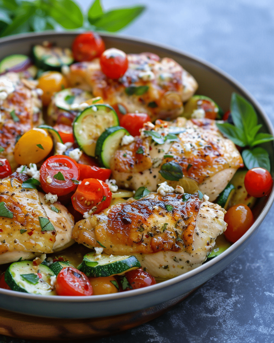 Mediterranean Chicken Zucchini Bake