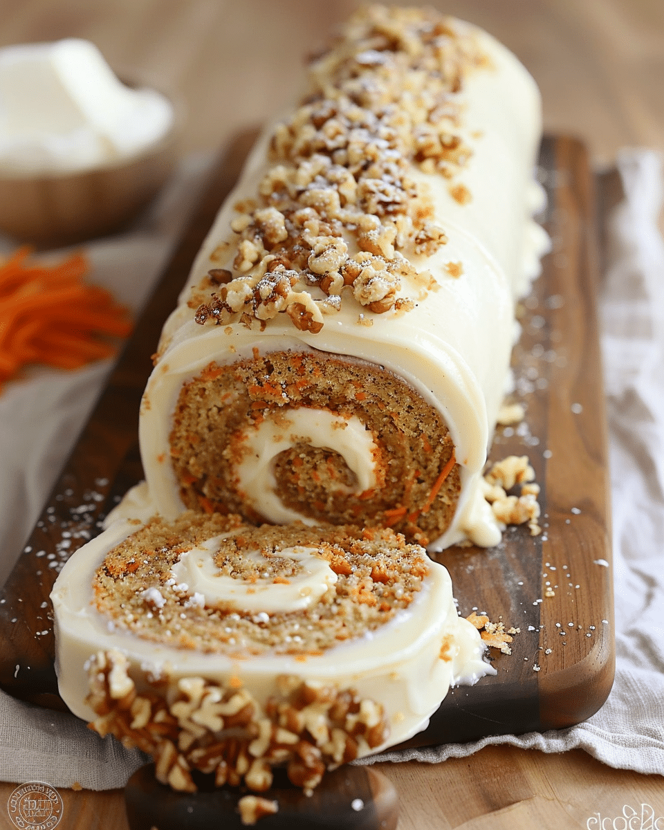 Carrot Cake Roll with Cream Cheese Frosting Filling