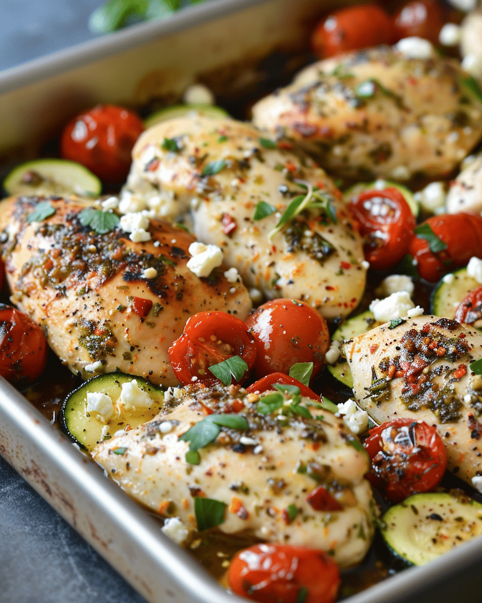Mediterranean Chicken Zucchini Bake