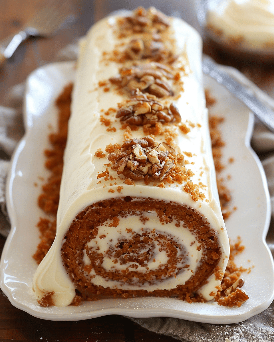 Carrot Cake Roll with Cream Cheese Frosting Filling