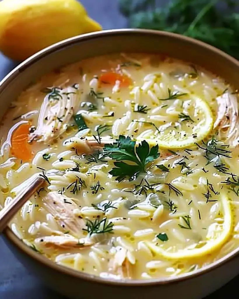 Creamy Lemon Orzo Chicken Soup
