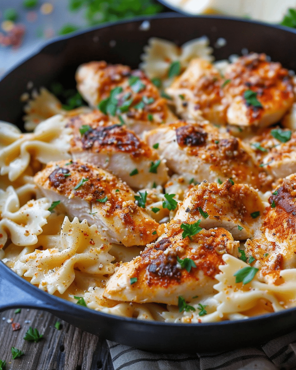 Cheesy Garlic Butter Chicken Bowties With Mozzarella Cream Sauce