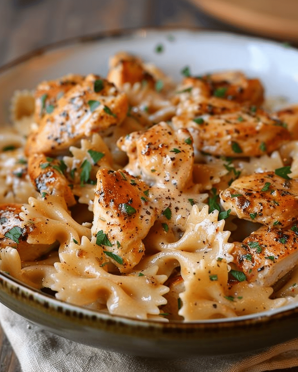 Cheesy Garlic Butter Chicken Bowties With Mozzarella Cream Sauce