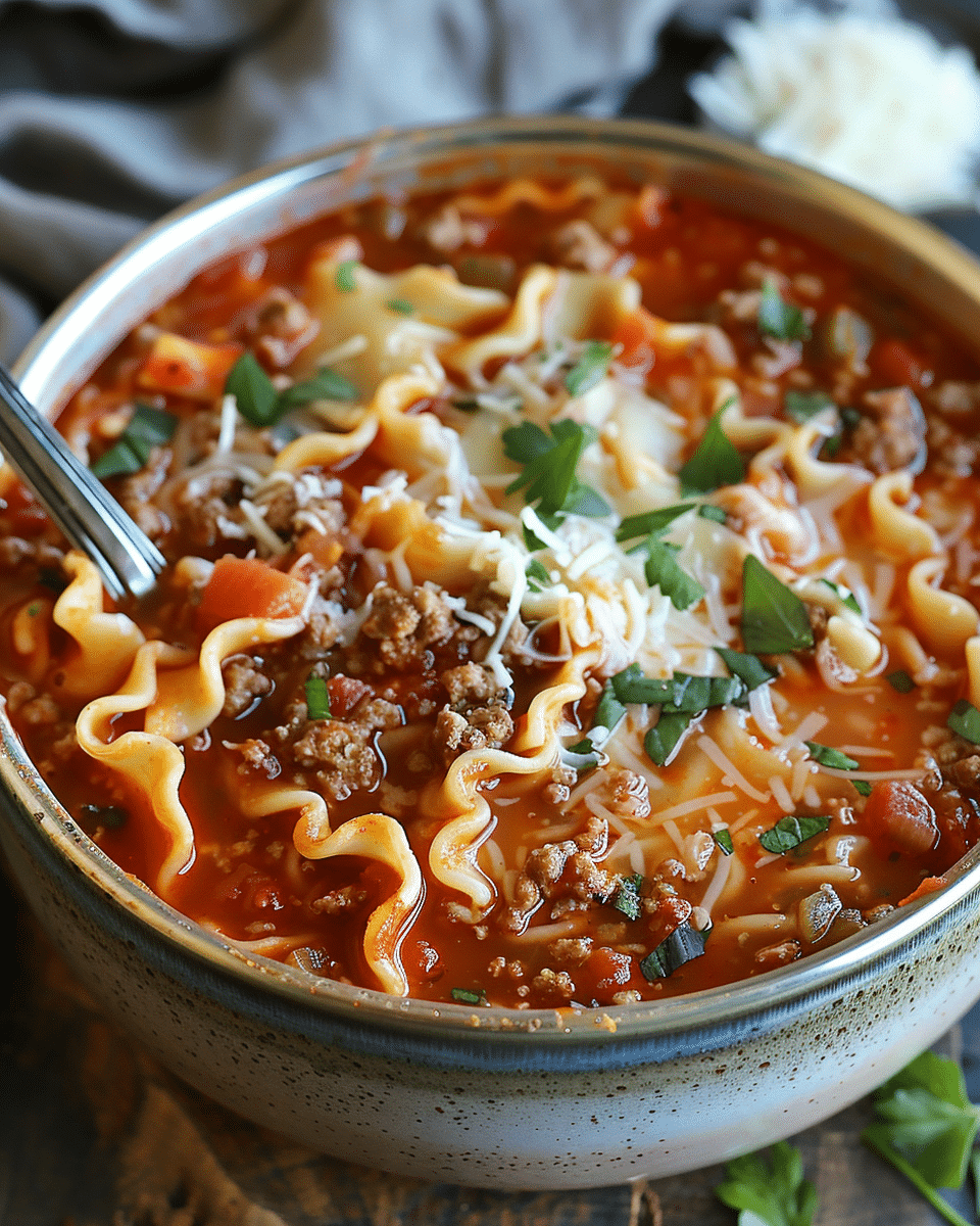 Mouthwatering One Pot Lasagna Soup