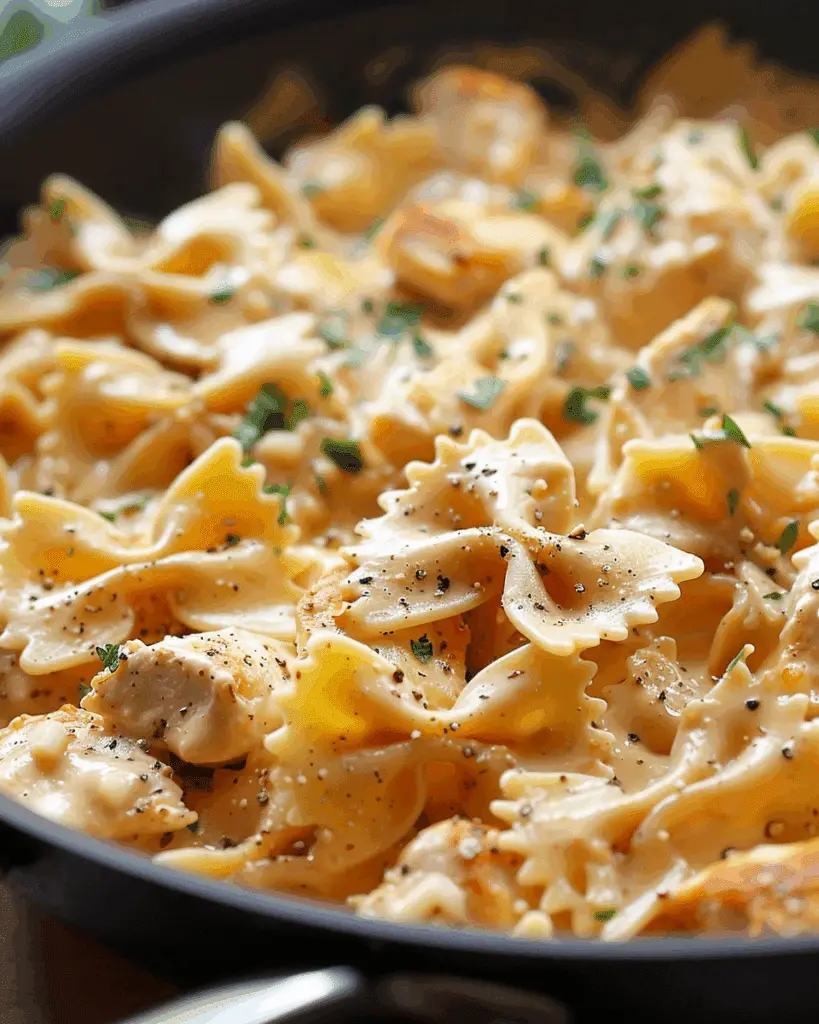 Cheesy Garlic Butter Chicken Bowties With Mozzarella Cream Sauce