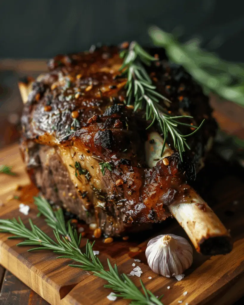 Slow-Roasted Lamb Shoulder With Garlic, Honey & Wholegrain Mustard Glaze