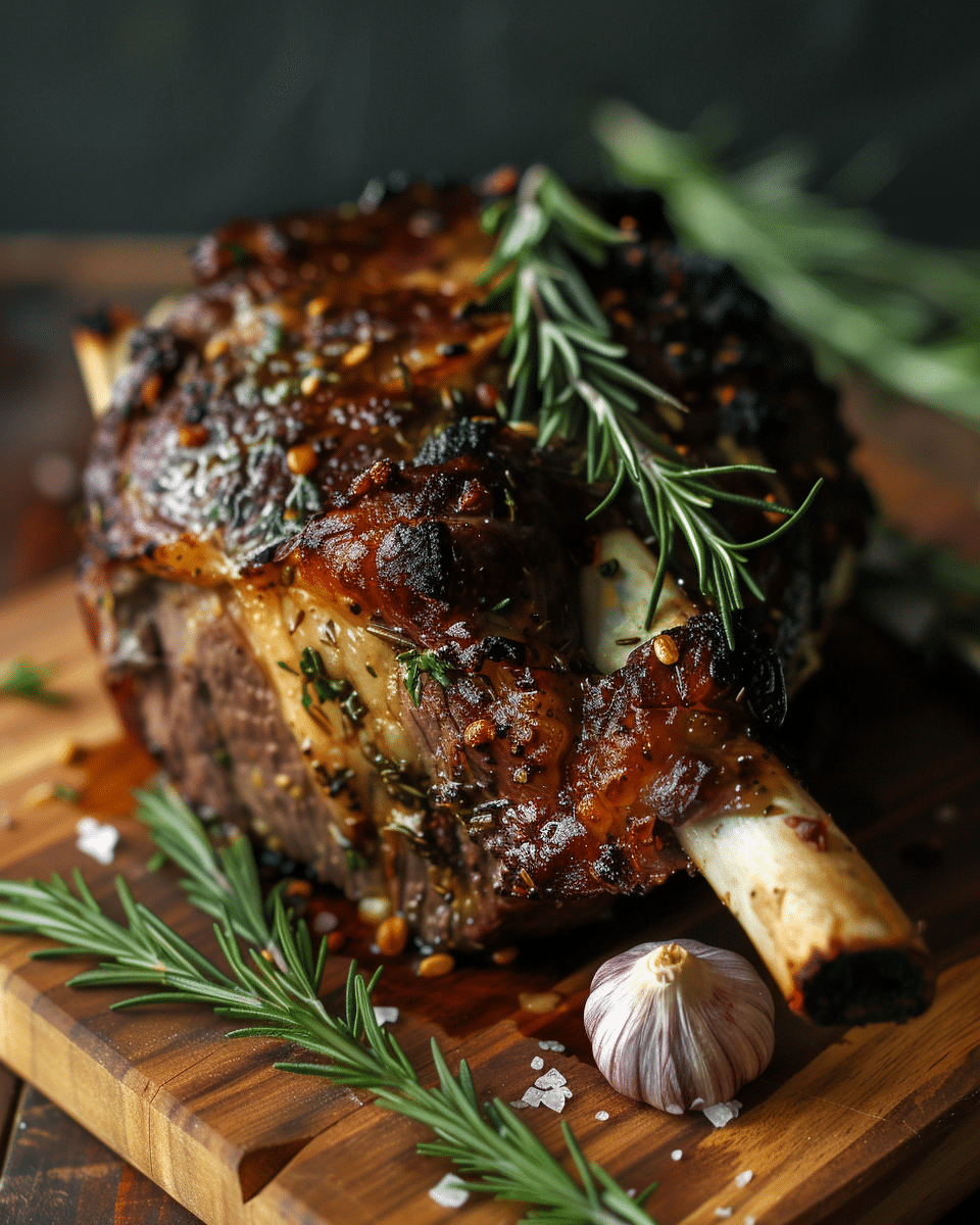 Slow-Roasted Lamb Shoulder With Garlic, Honey & Wholegrain Mustard Glaze