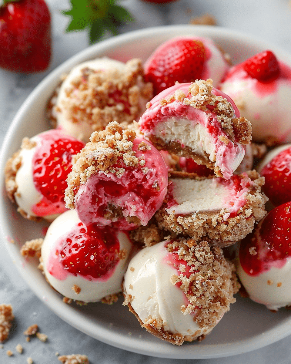 Strawberry Crunch Cheesecake Bites