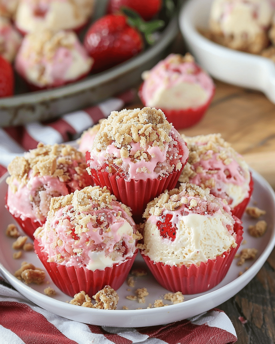 Strawberry Crunch Cheesecake Bites