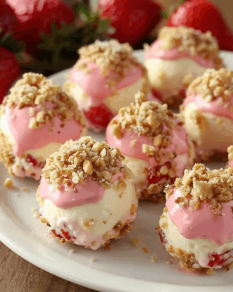 Strawberry Crunch Cheesecake Bites