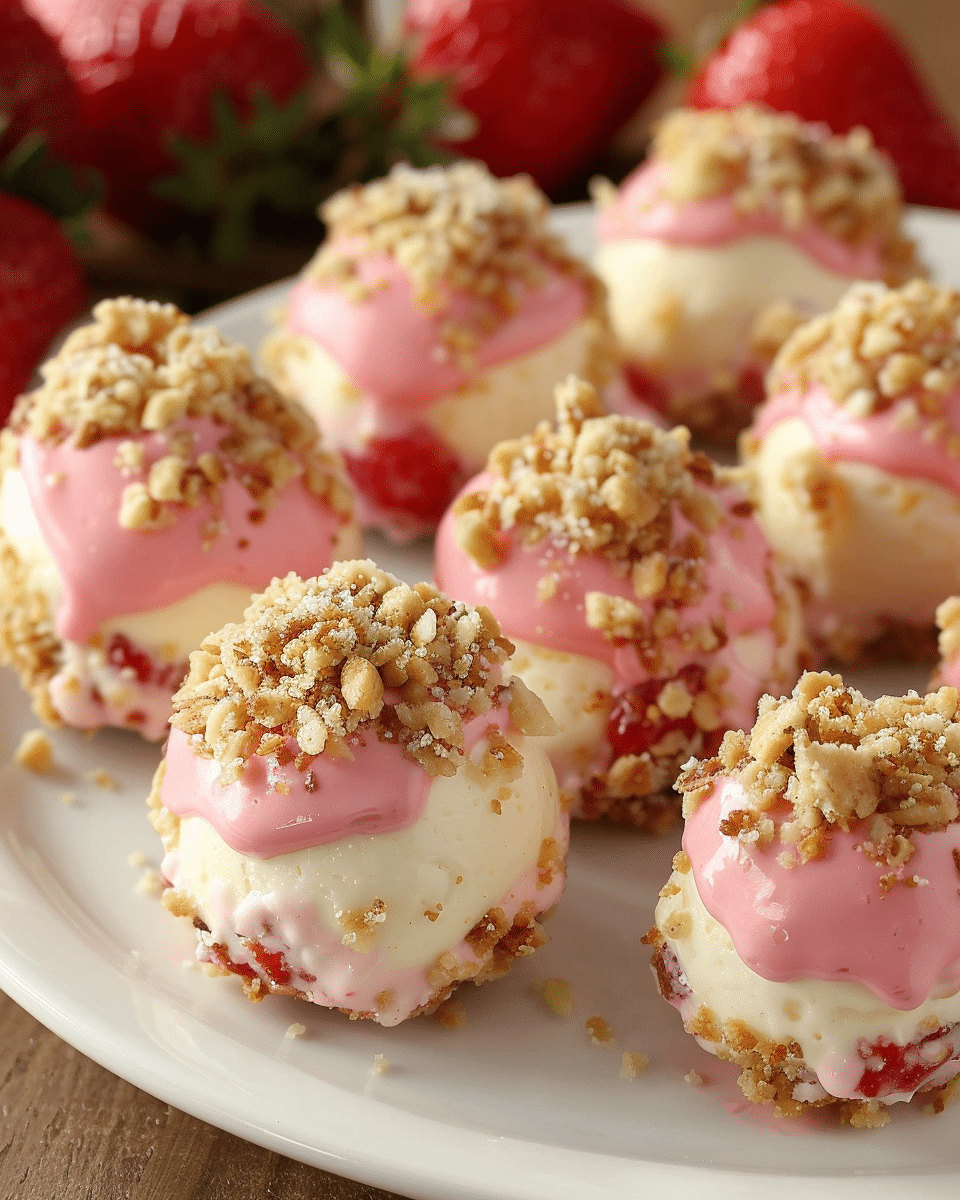 Strawberry Crunch Cheesecake Bites