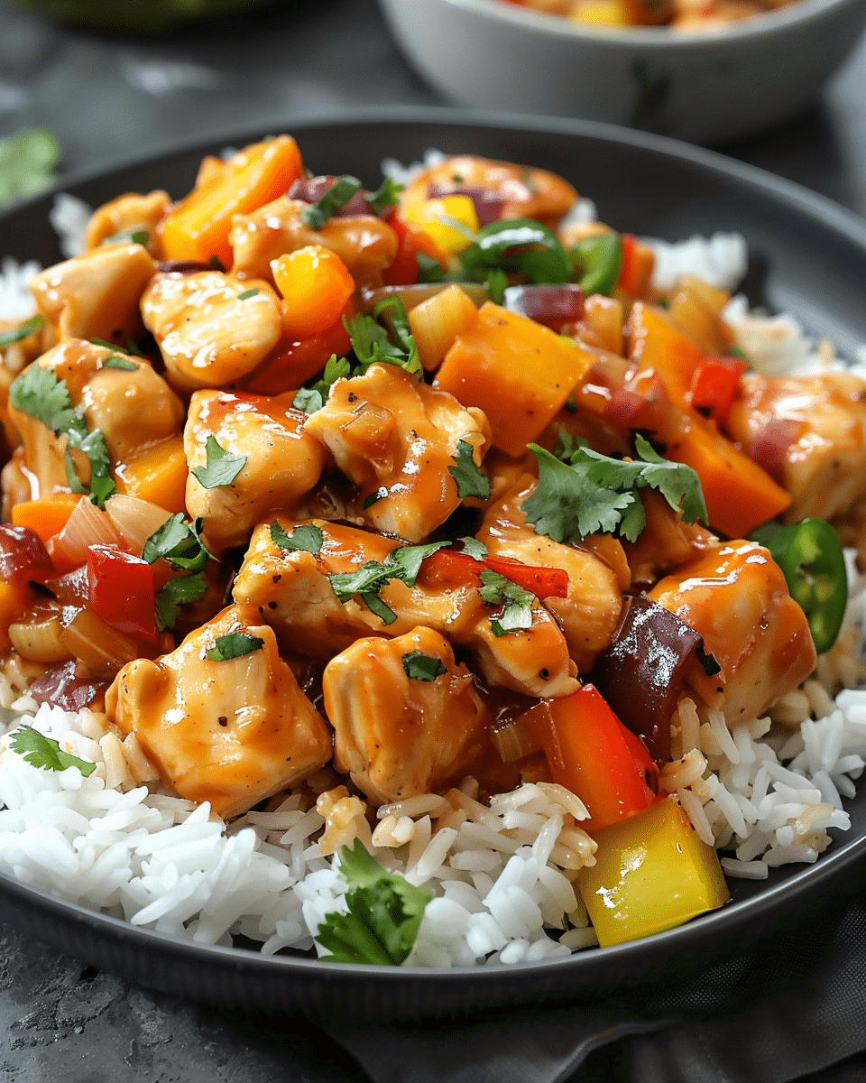 Honey BBQ Chicken Rice Skillet