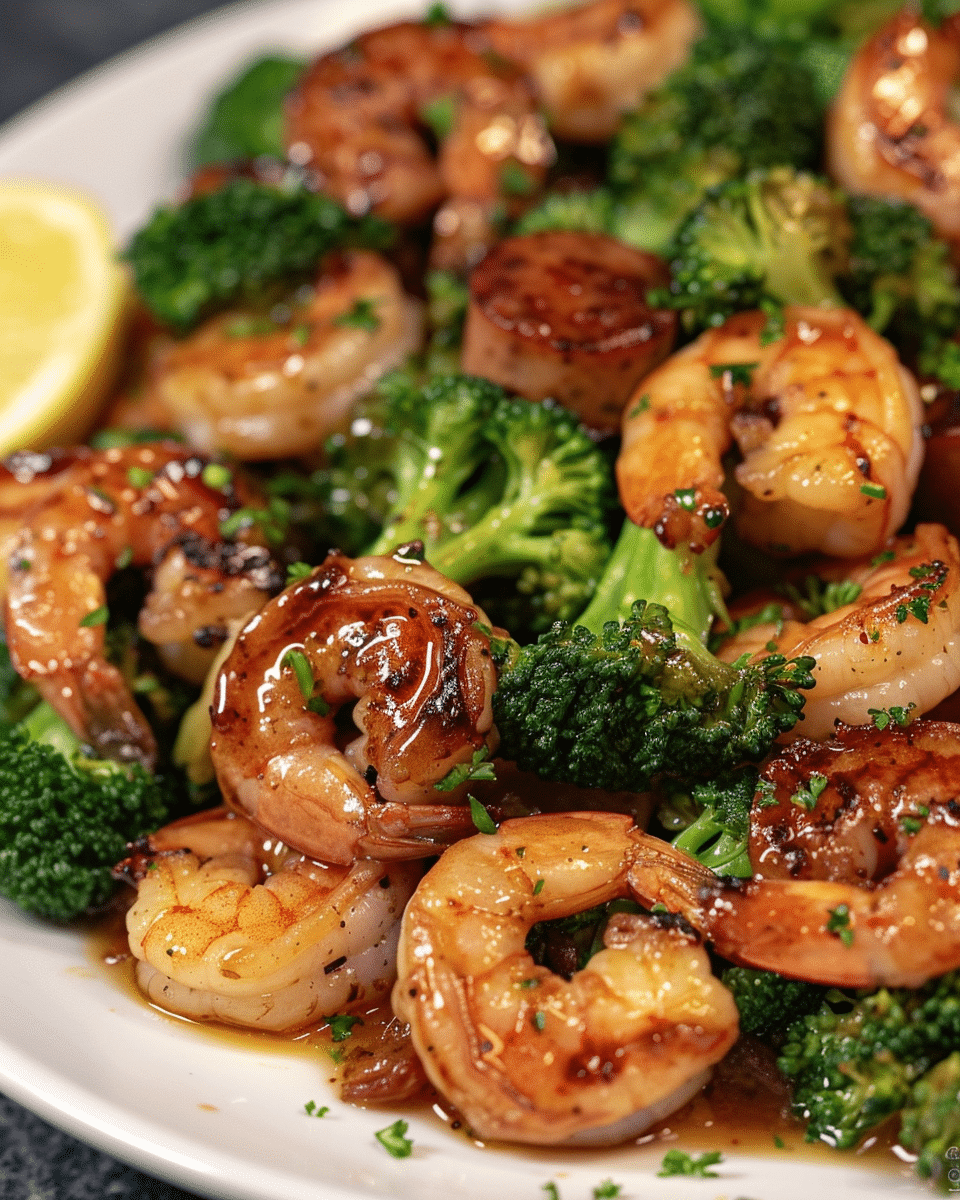Honey Garlic Shrimp, Sausage, and Broccoli