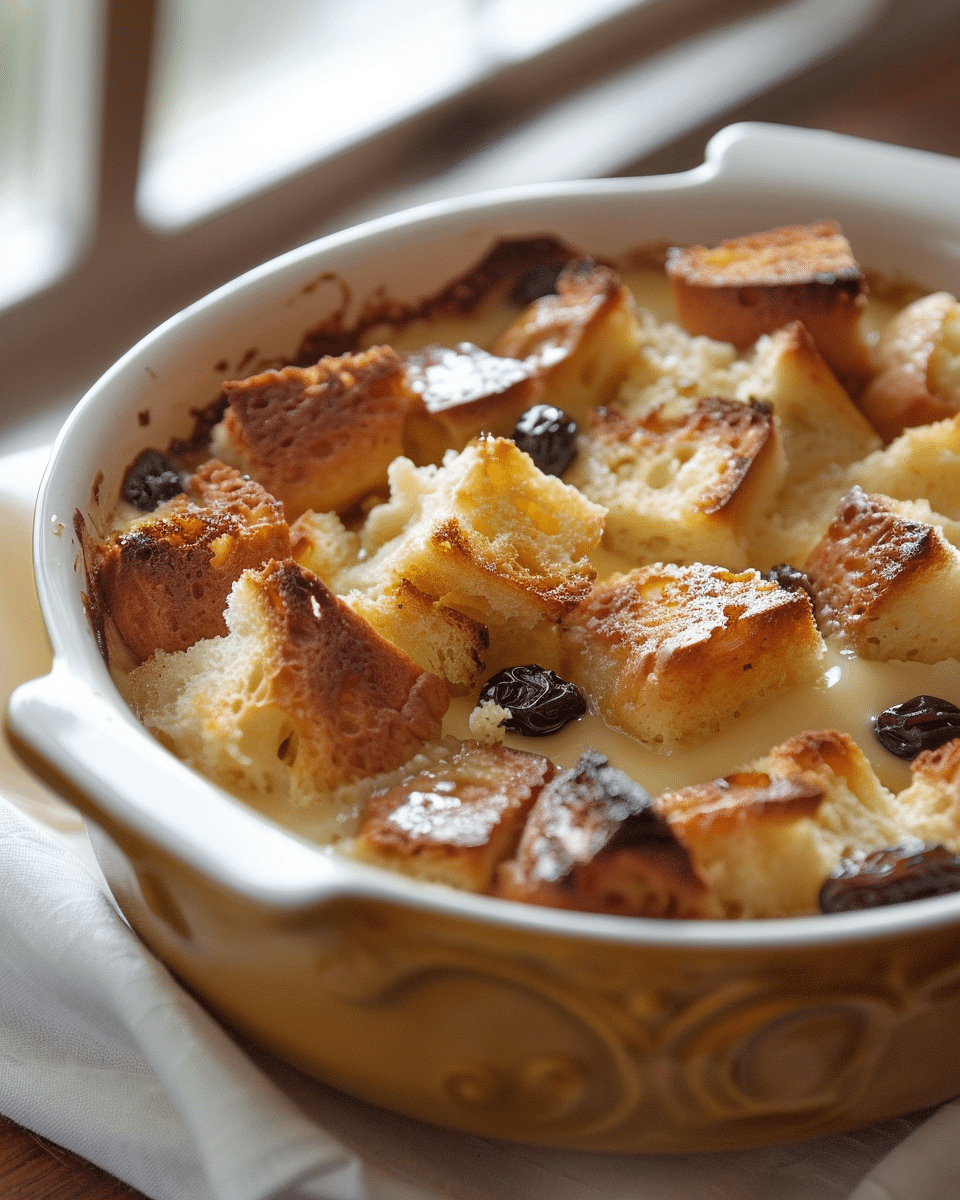 Classic Bread Pudding with Vanilla Sauce