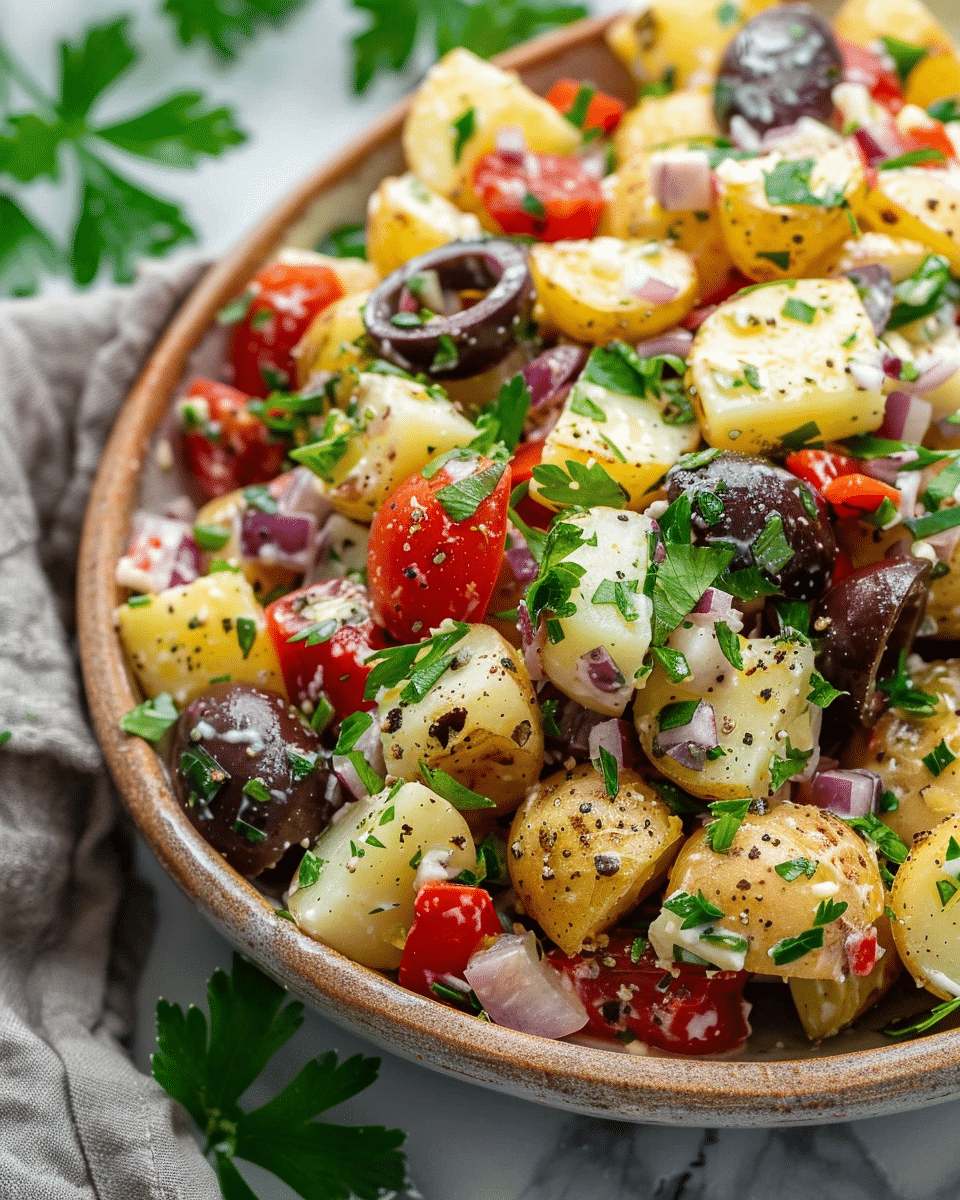 Best Ever Healthy Mediterranean Potato Salad