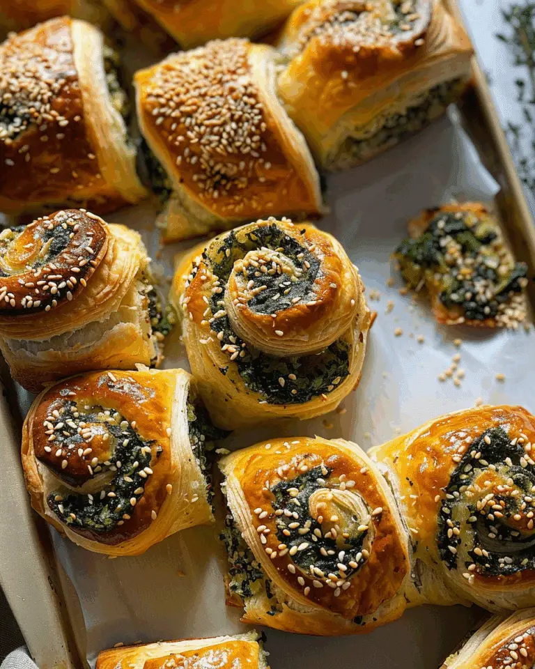 Garlic Herb & Spinach Puff Pastry Rolls