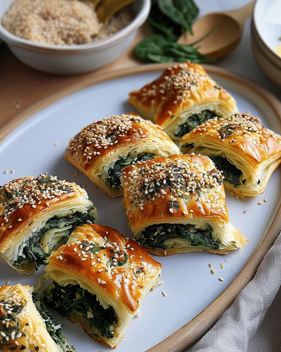 Garlic Herb & Spinach Puff Pastry Rolls
