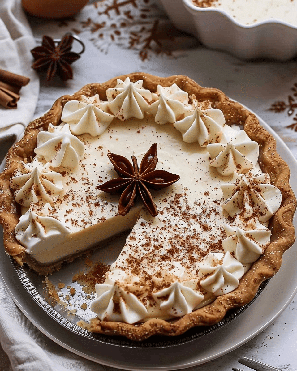 Eggnog Pie with Gingerbread Crust