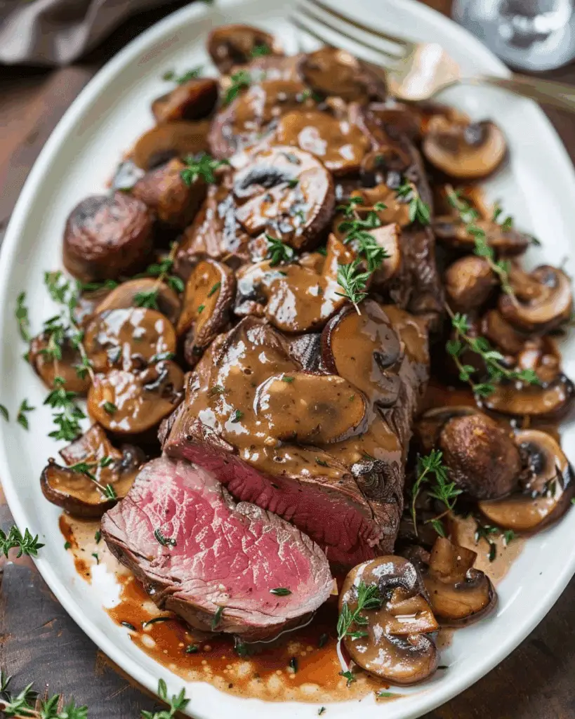 Beef Tenderloin with Mushroom Sauce