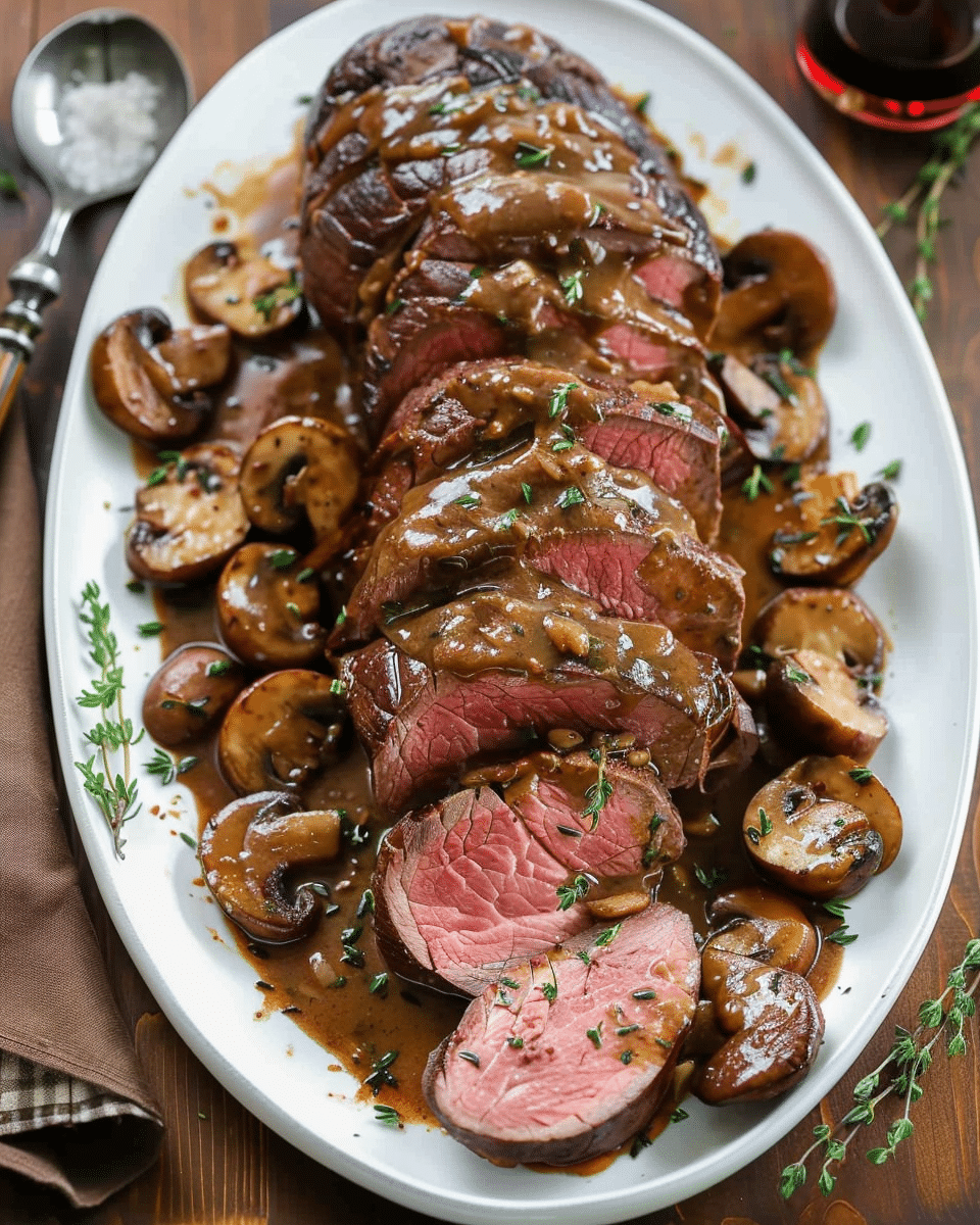 Beef Tenderloin with Mushroom Sauce