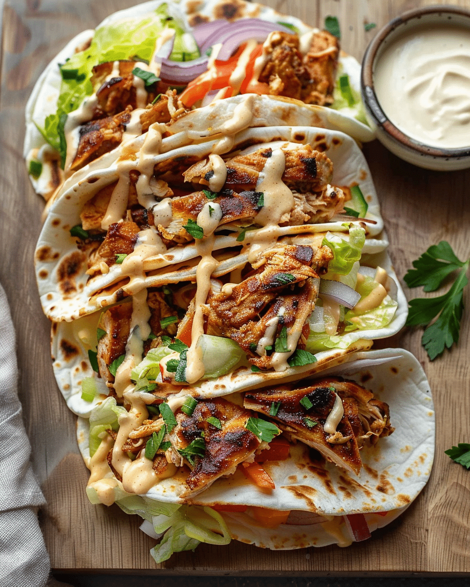 Chicken Shawarma with Creamy Garlic Sauce