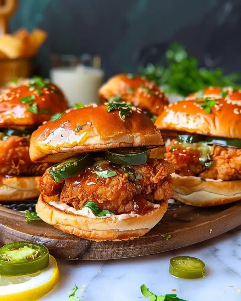 Hot Honey Fried Chicken Sliders with Candied Jalapeños