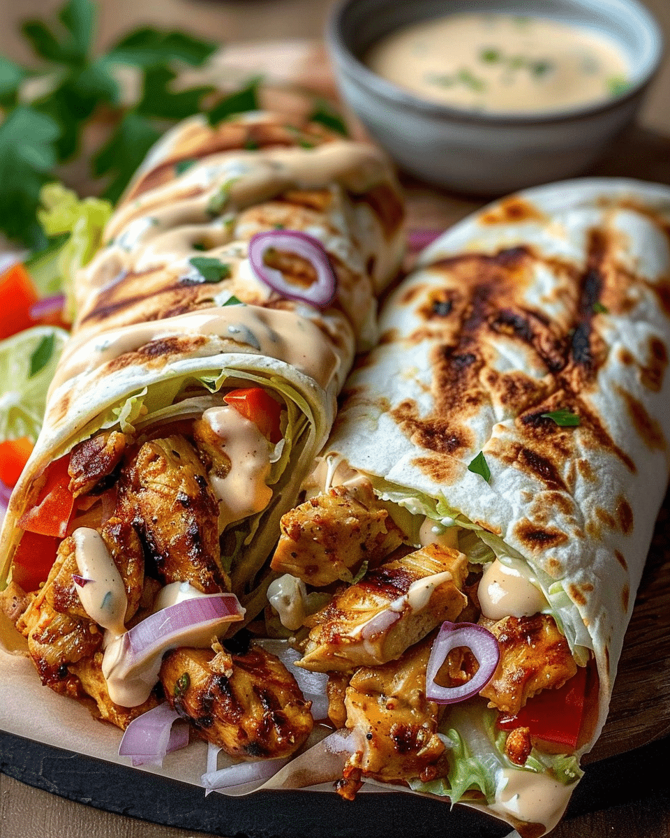 Chicken Shawarma with Creamy Garlic Sauce