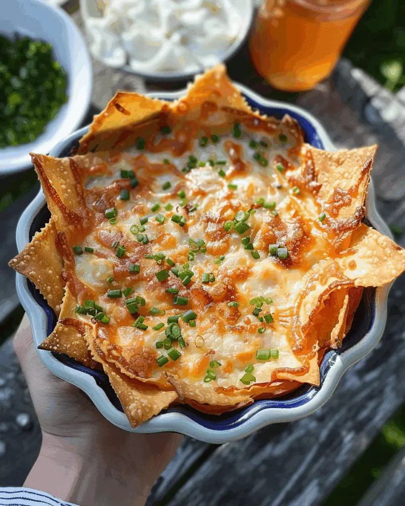Easy Crab Rangoon Dip with Homemade Wonton Chips