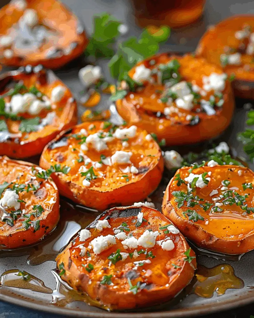 Roasted Sweet Potato Rounds with Honey & Feta