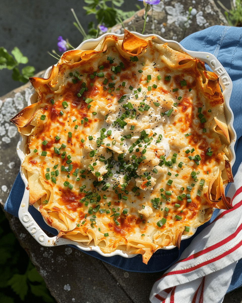 Easy Crab Rangoon Dip with Homemade Wonton Chips