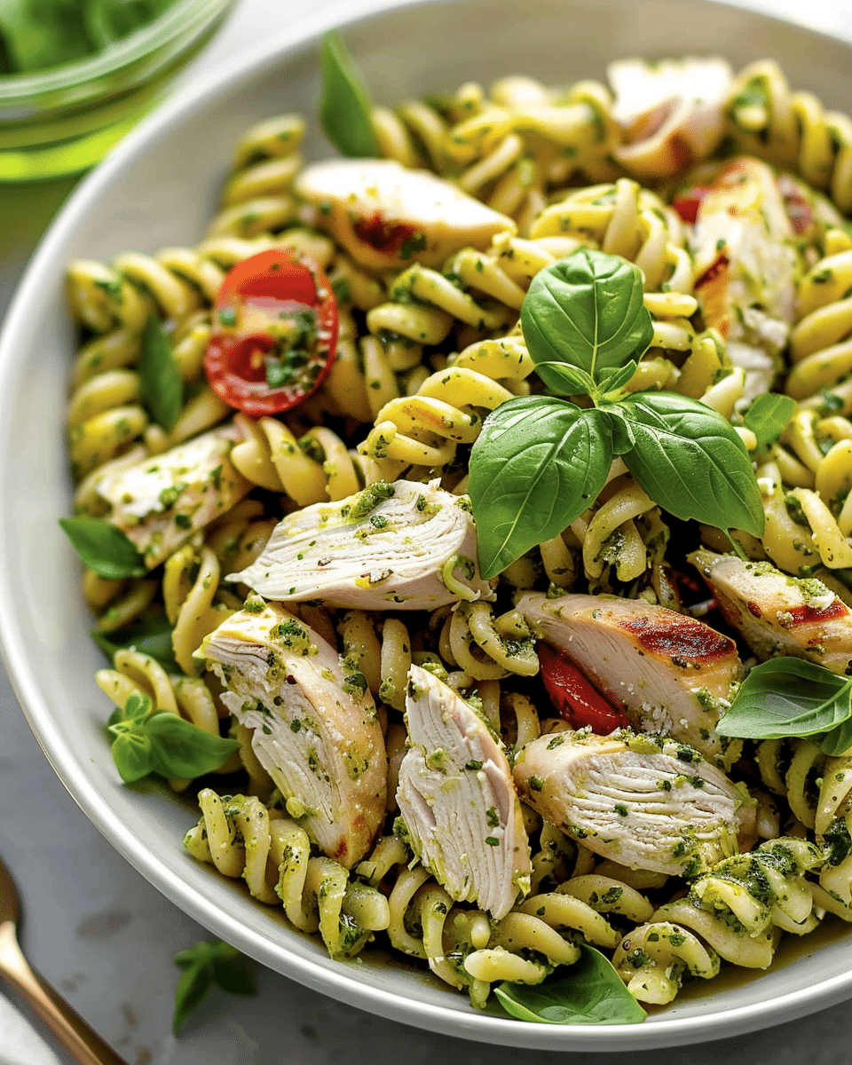 Easy Chicken Pesto Pasta Salad