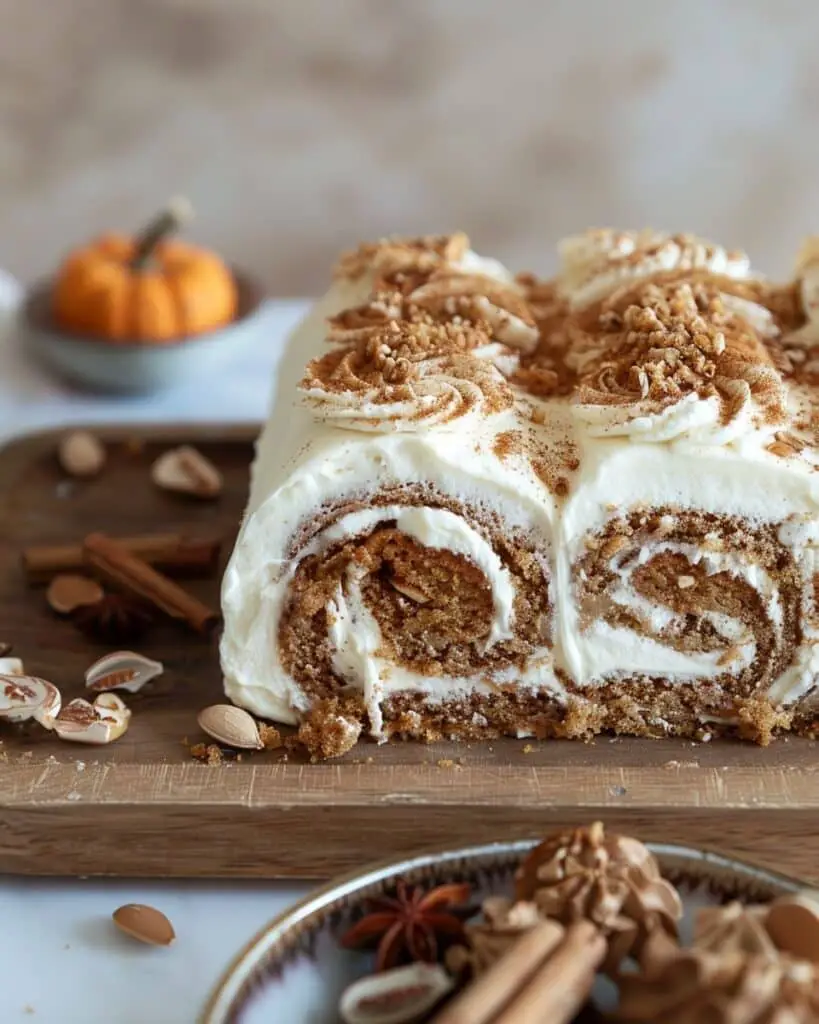 Creamy Pumpkin Spice Roll Cake