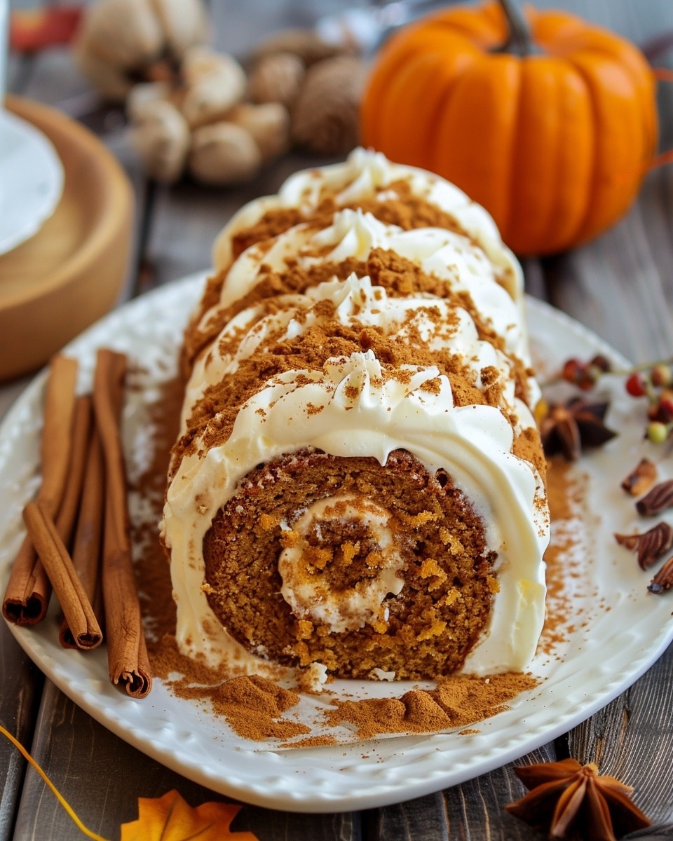 Creamy Pumpkin Spice Roll Cake