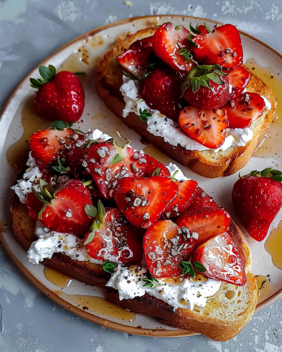 Roasted Strawberry Whipped Ricotta Toast