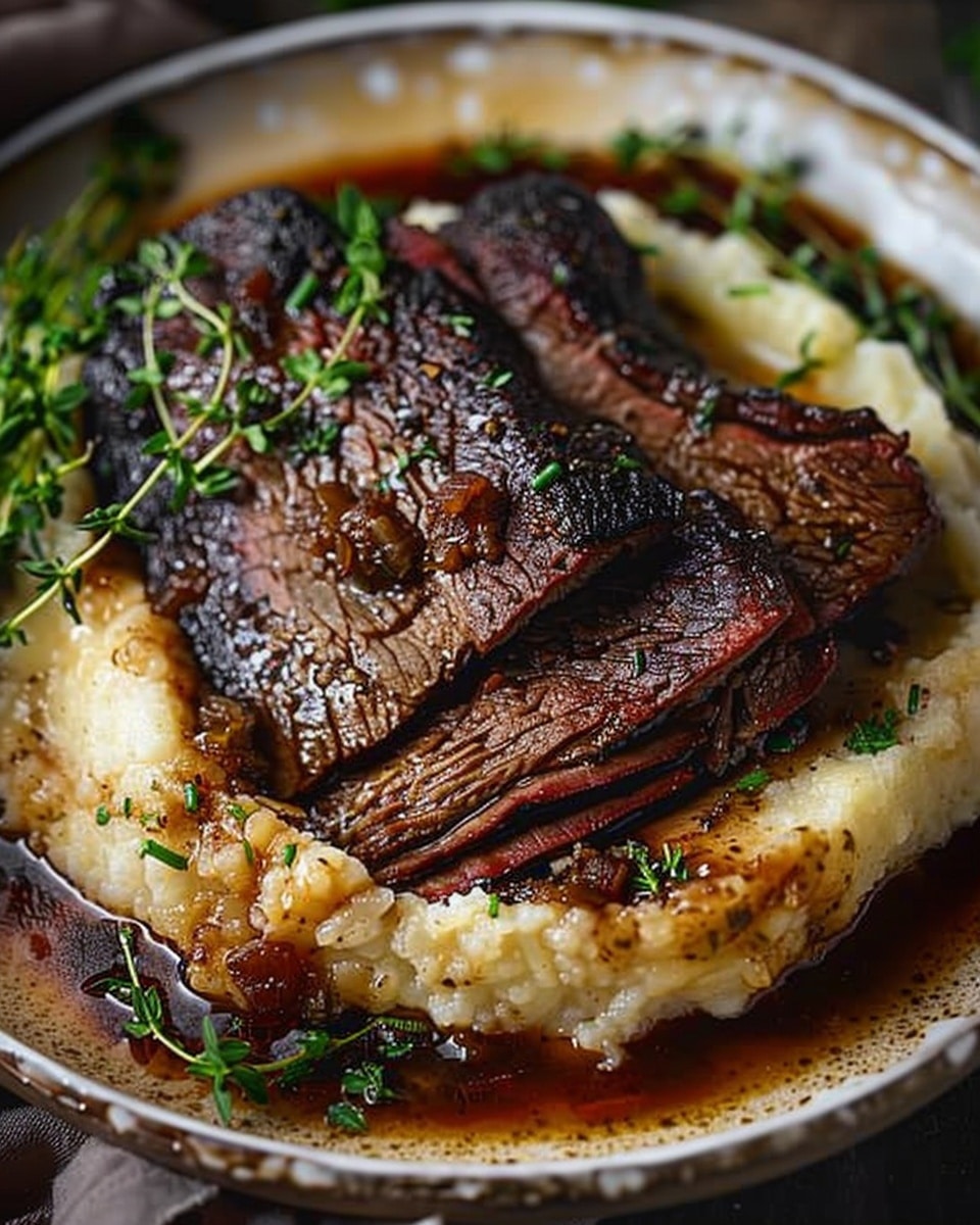 Slow-Braised Beef Brisket with Herb Grits