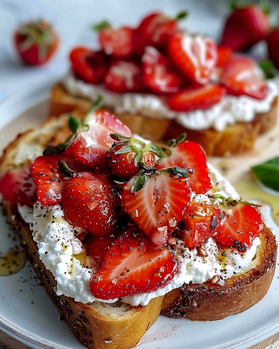 Roasted Strawberry Whipped Ricotta Toast