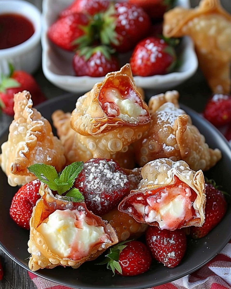 Deep Fried Strawberry Cheesecake Wonton Bites Recipe