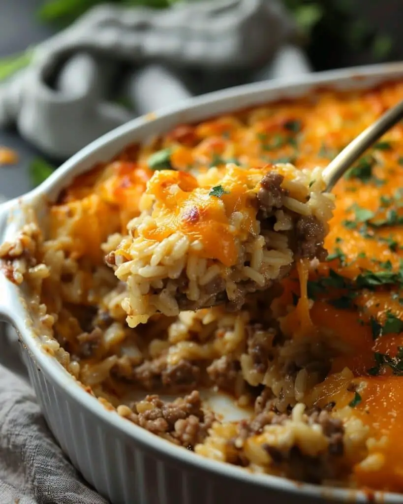 Cheesy Hamburger Rice Casserole