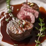Pan Seared Filet Mignon with Red Wine Sauce