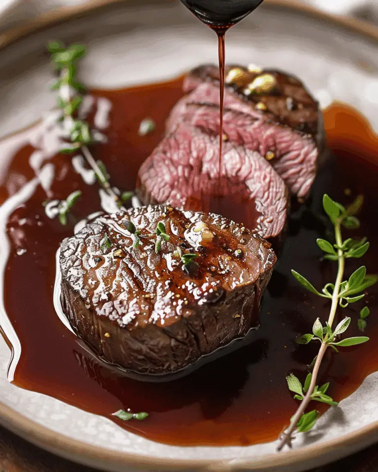 Pan Seared Filet Mignon with Red Wine Sauce