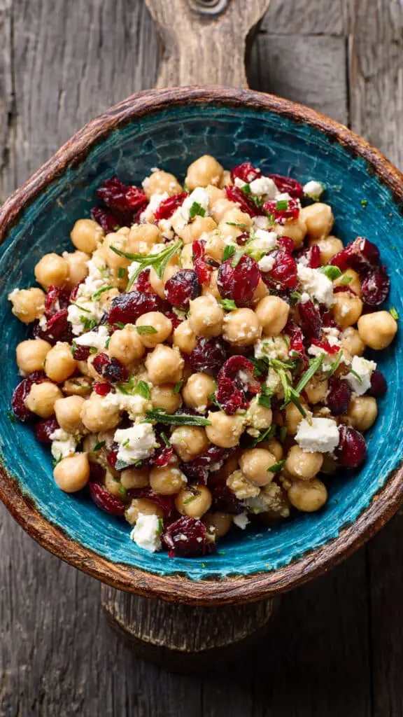 Feta & Cranberry Chickpea Salad with Lemon Vinaigrette