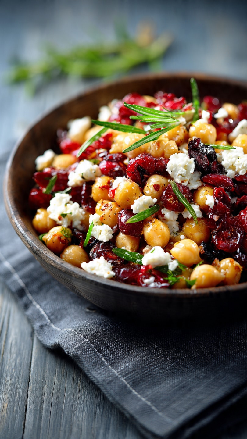 Feta & Cranberry Chickpea Salad with Lemon Vinaigrette