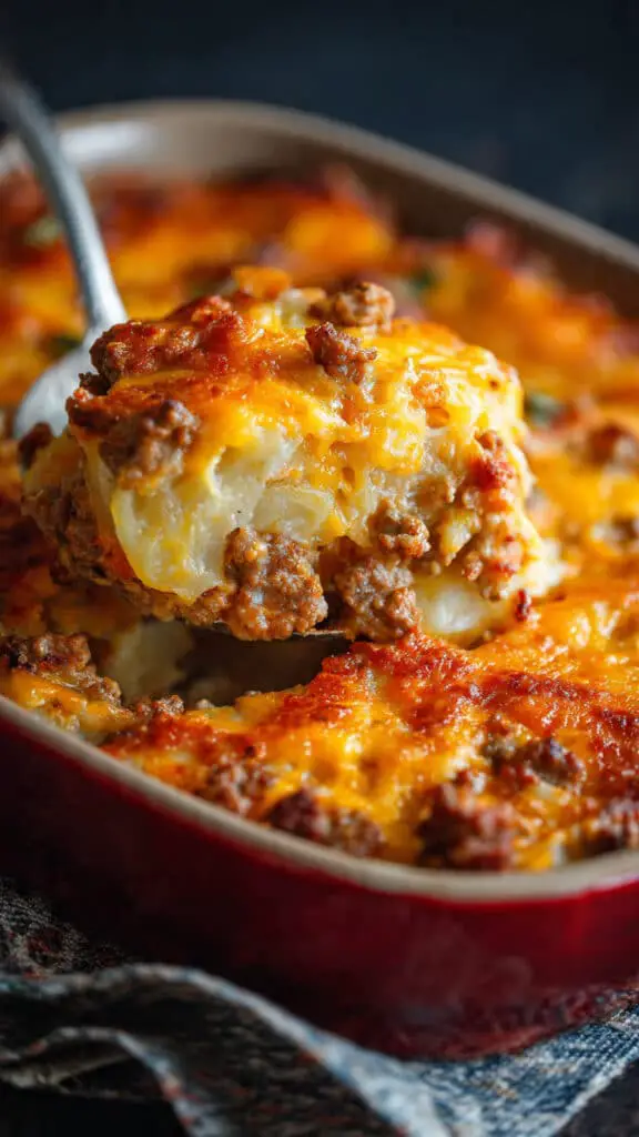 Cheesy Ground Beef & Potato Casserole