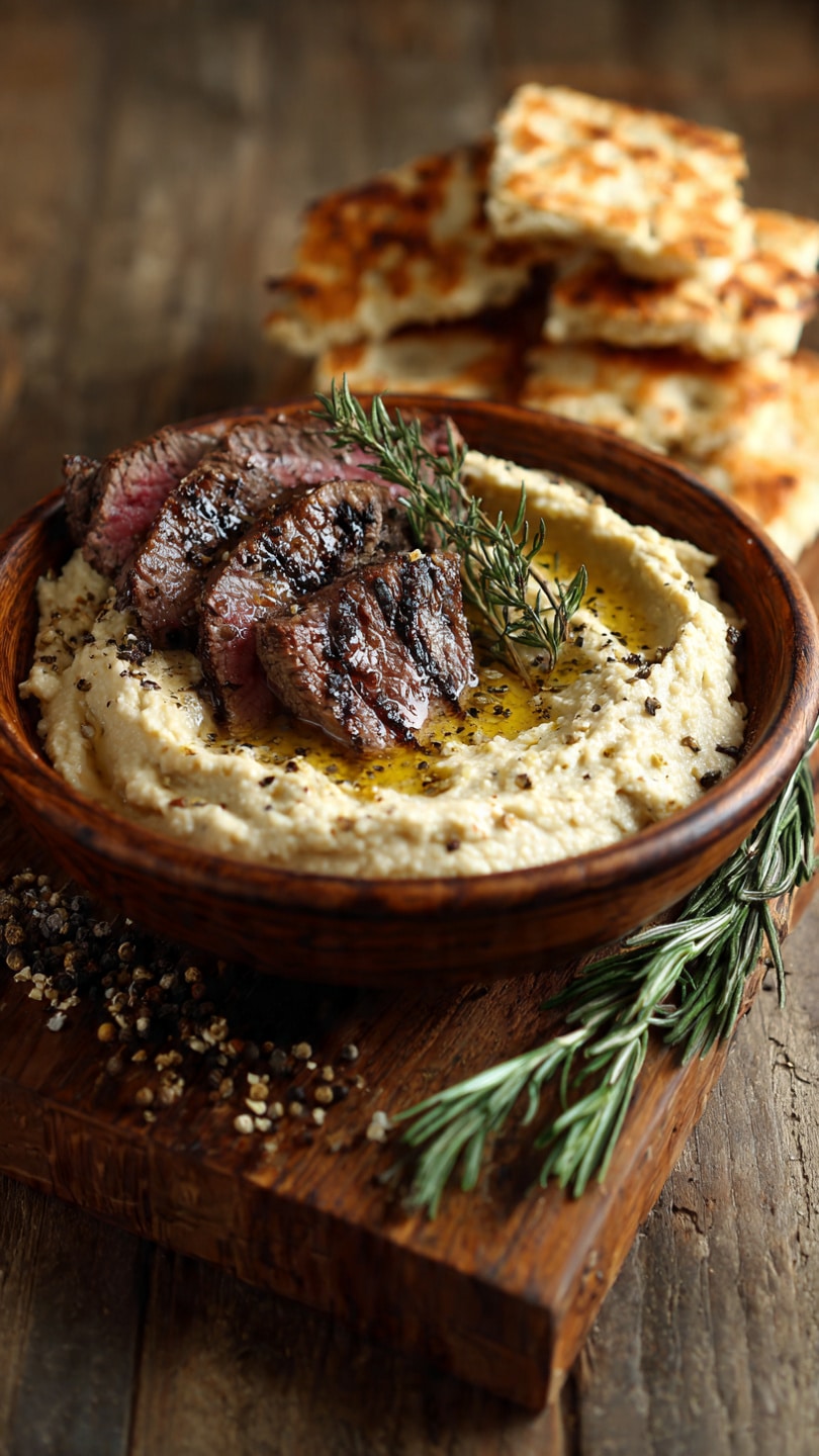 Homemade Hummus & Steak