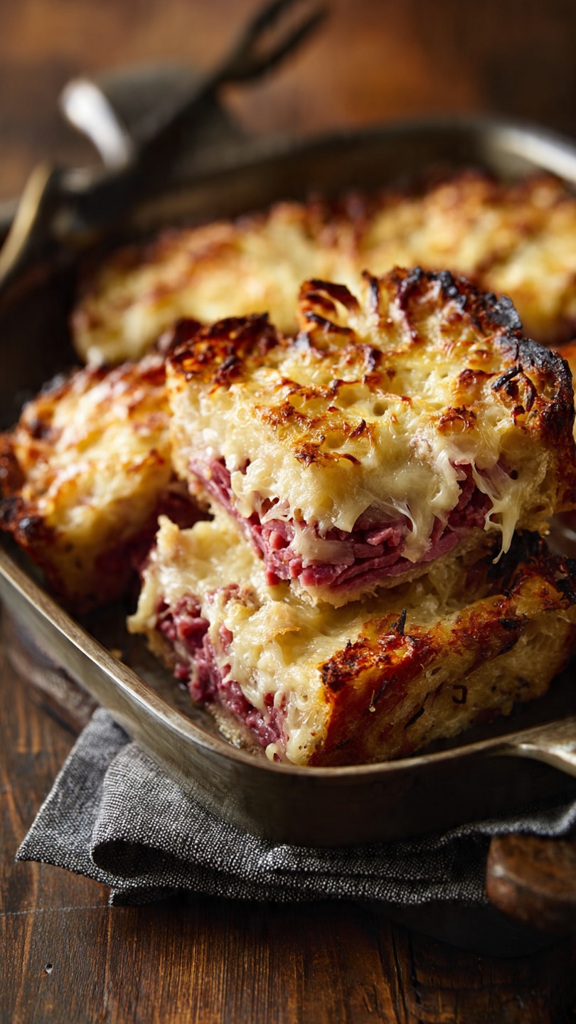 Classic Reuben Bake with Corned Beef, Sauerkraut & Swiss