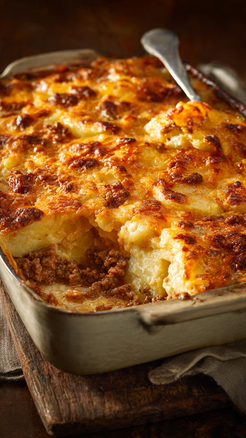 Cheesy Ground Beef & Potato Casserole
